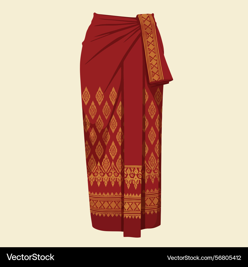 Elegant maroon sarong with golden pattern Vector Image