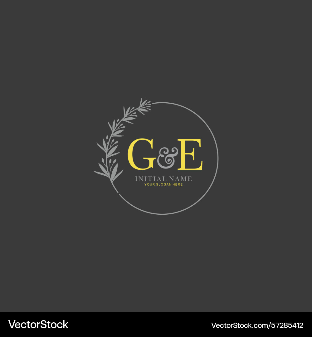 Ge initial logo templates with botanical elements Vector Image