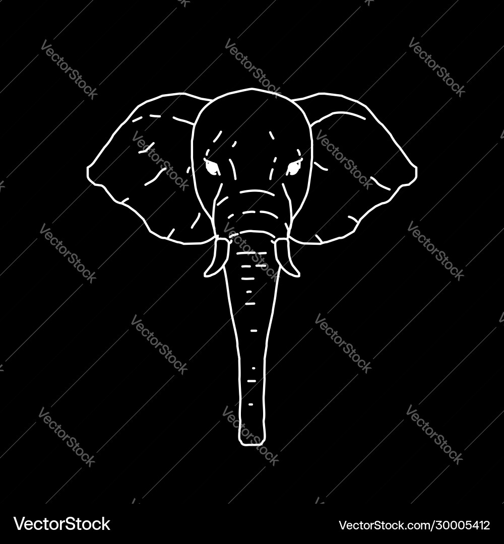 Hand draw elephant head Royalty Free Vector Image