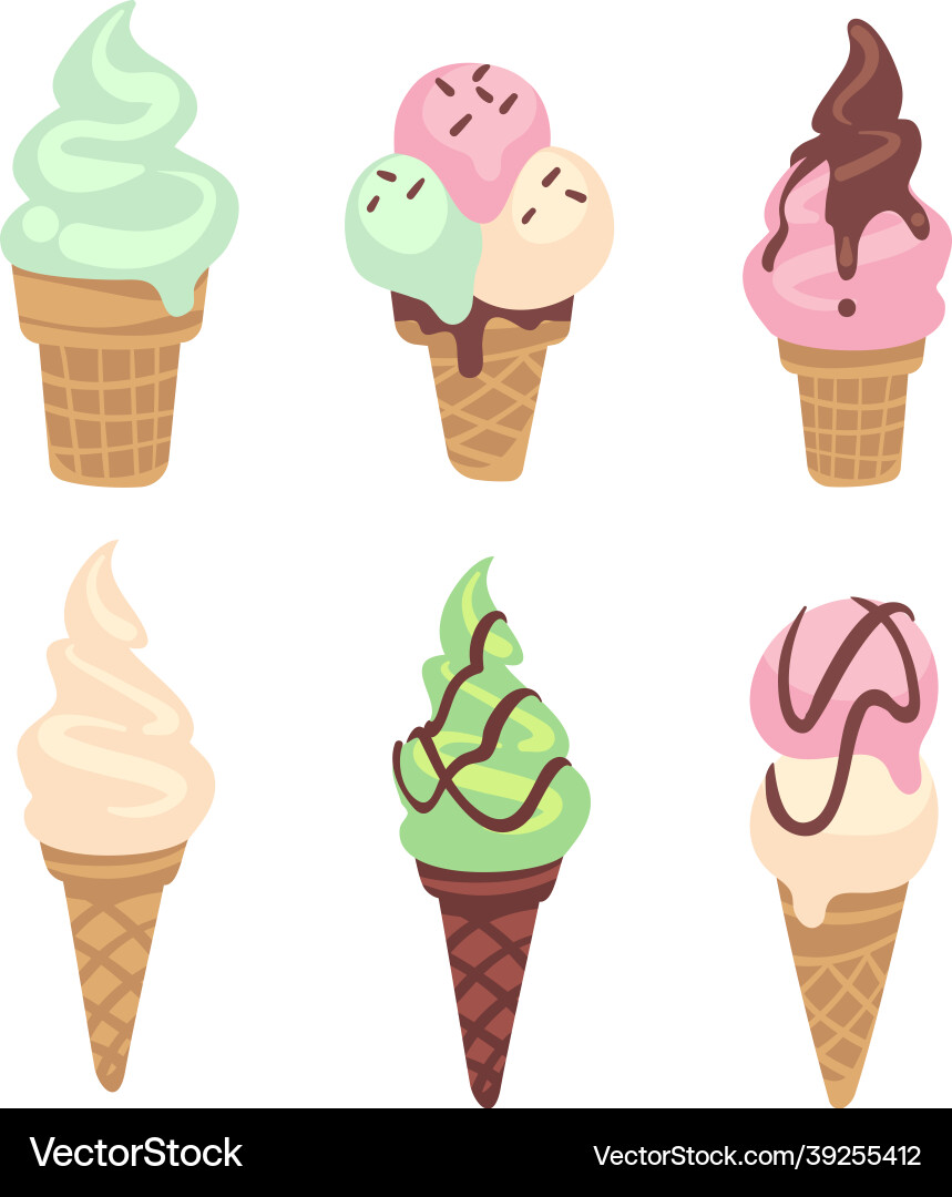 Ice cream frozen creamy desserts and sundae Ice cream frozen creamy desserts and sundae vector image