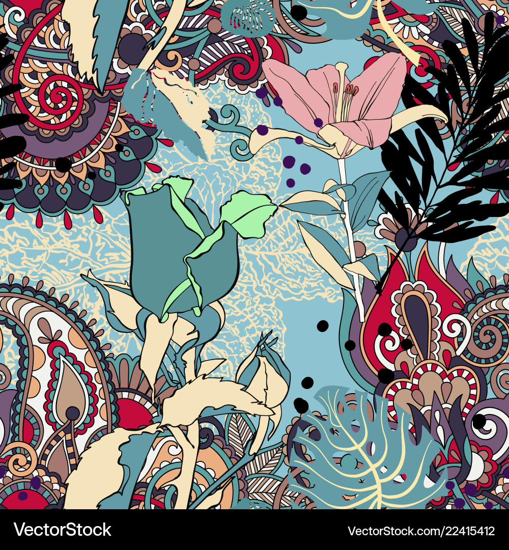 Original trendy seamless artistic flower pattern Original trendy seamless artistic flower pattern vector image