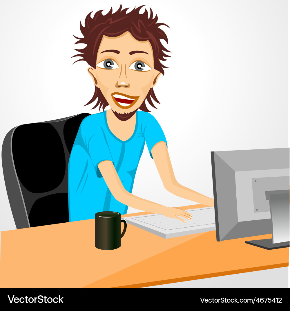 Programmer working at computer Vector Image