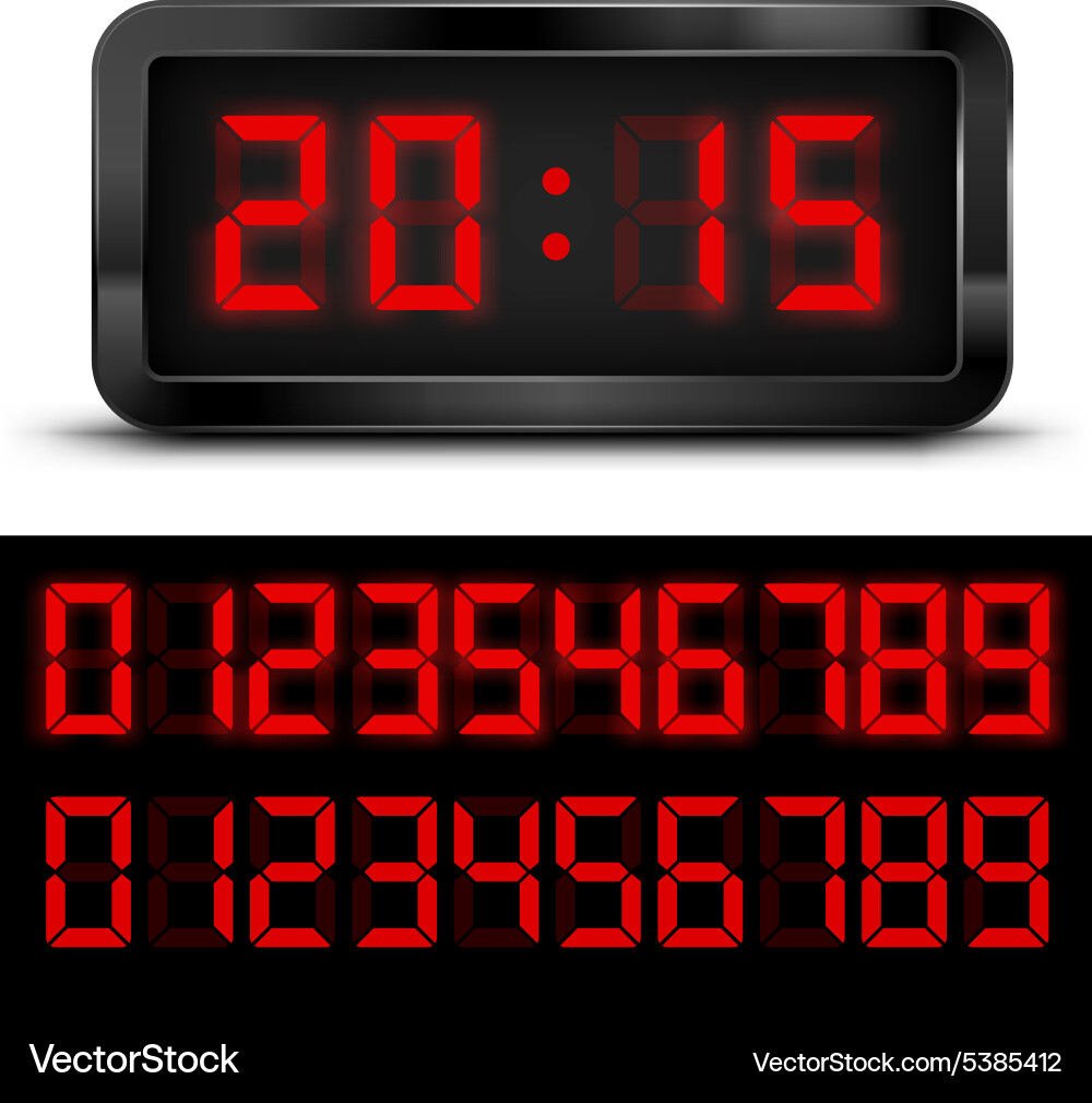 Red Liquid Crystal Digital Clock vector image