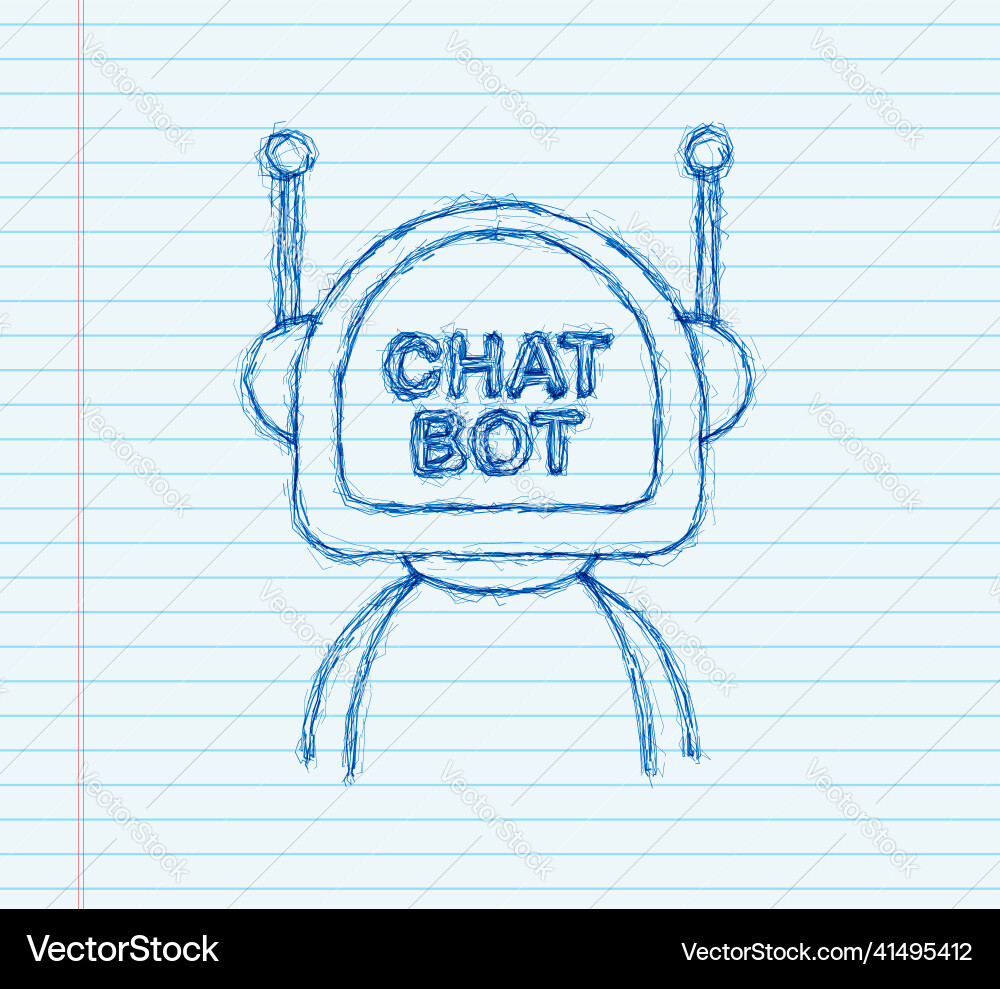 Robot sketch icon bot sign design chatbot symbol Robot sketch icon bot sign design chatbot symbol Vector Image
