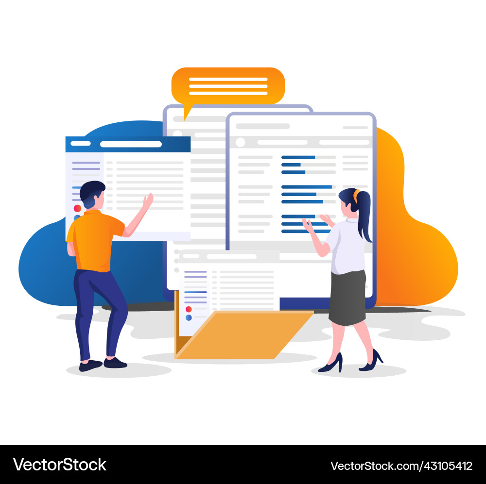 Team making maintain data Vector Image