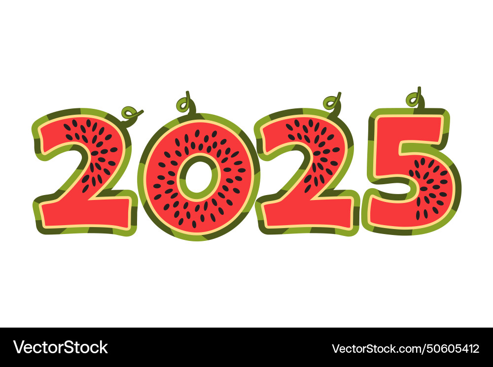Watermelon 2025 for calendar design cartoon Vector Image