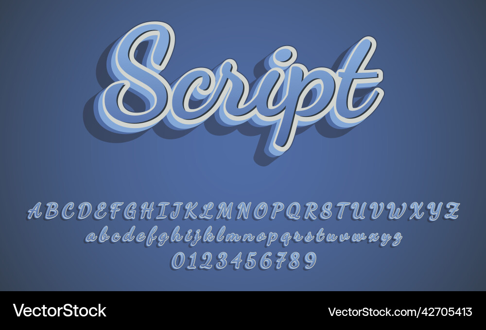 3d script text effect editable style Vector Image