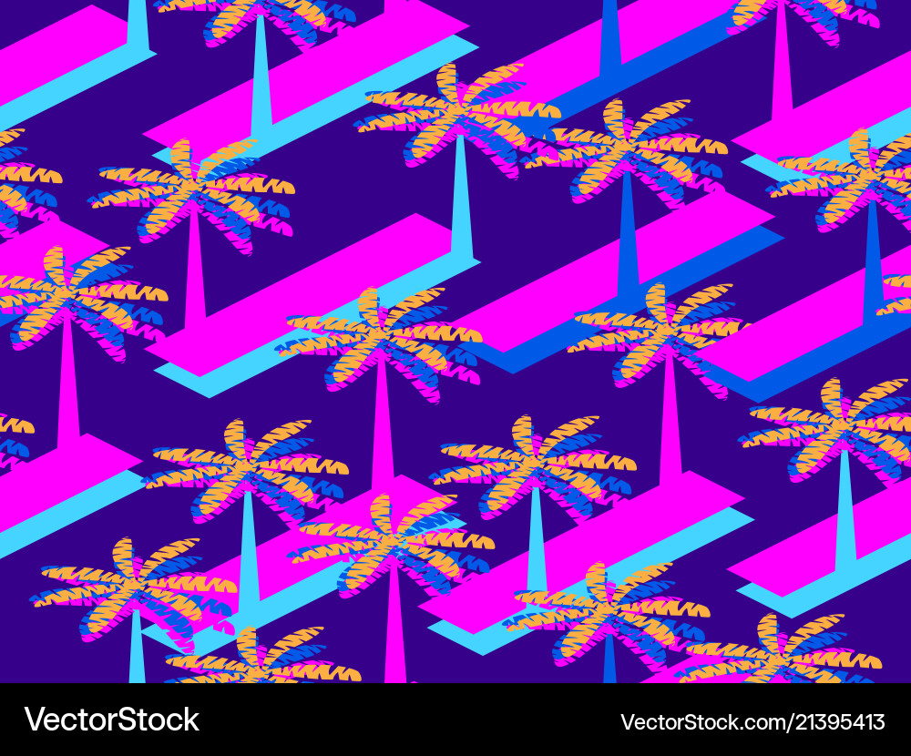 80s Synthwave Retro Pattern vector image