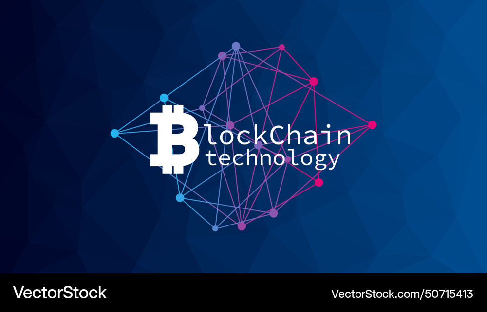 Bitcoin sign blockchain technology Vector Image