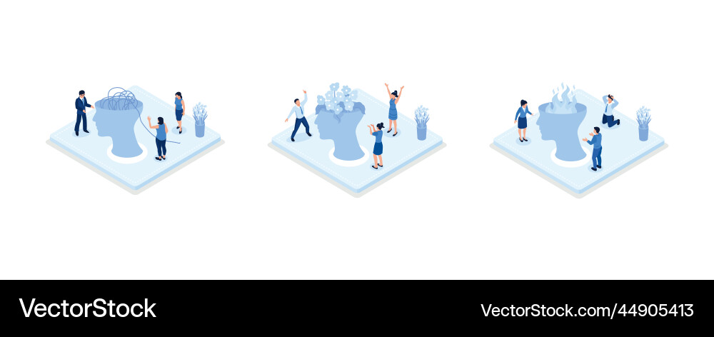 Characters trying to solve mentality problems Vector Image