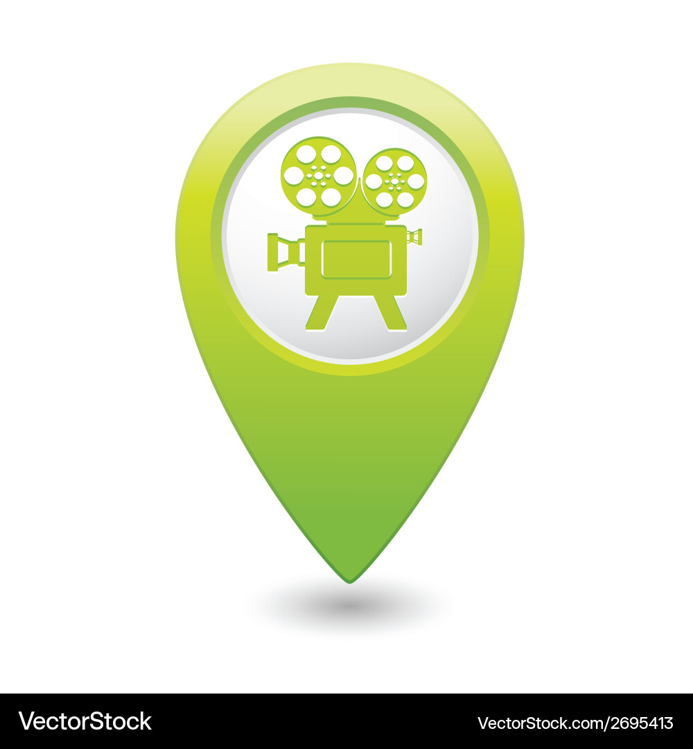 Cinema icon green map pointer Vector Image