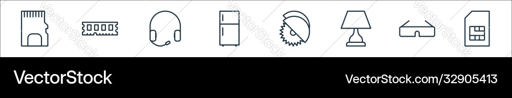 Electronic devices line icons linear set quality Vector Image