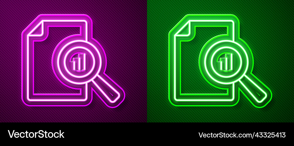 Glowing neon line document with graph chart icon Vector Image
