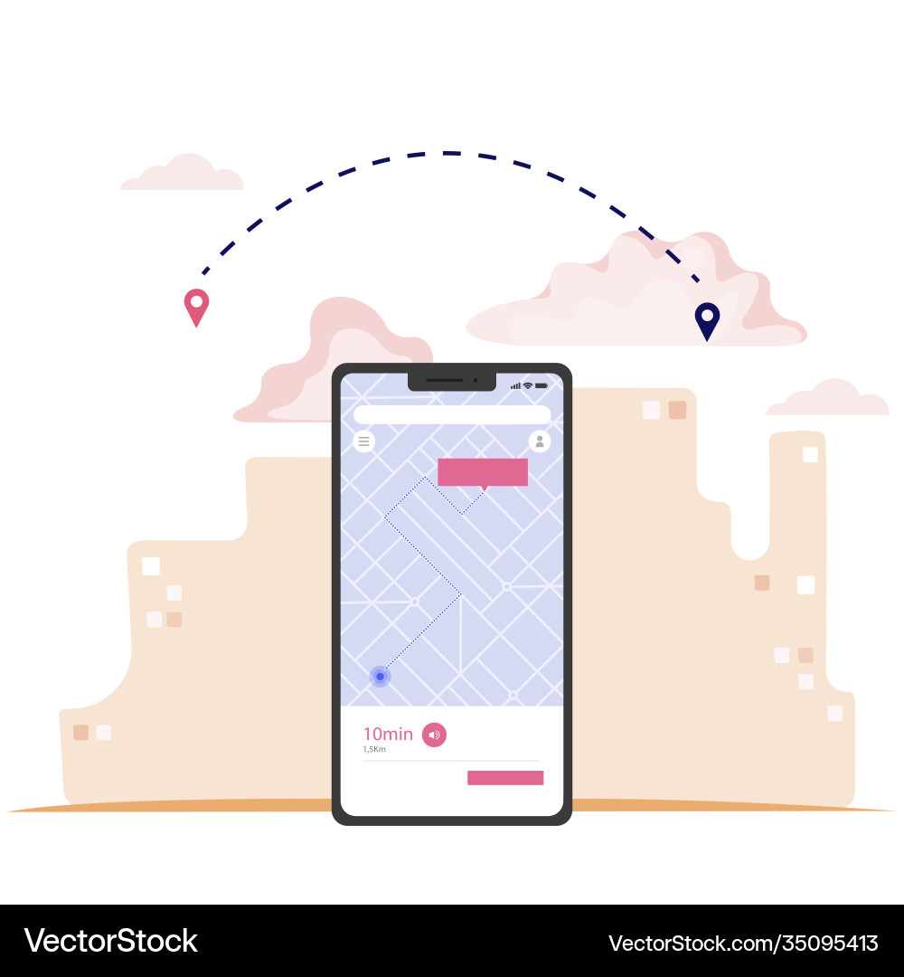 Gps mobile application for find correct way Vector Image