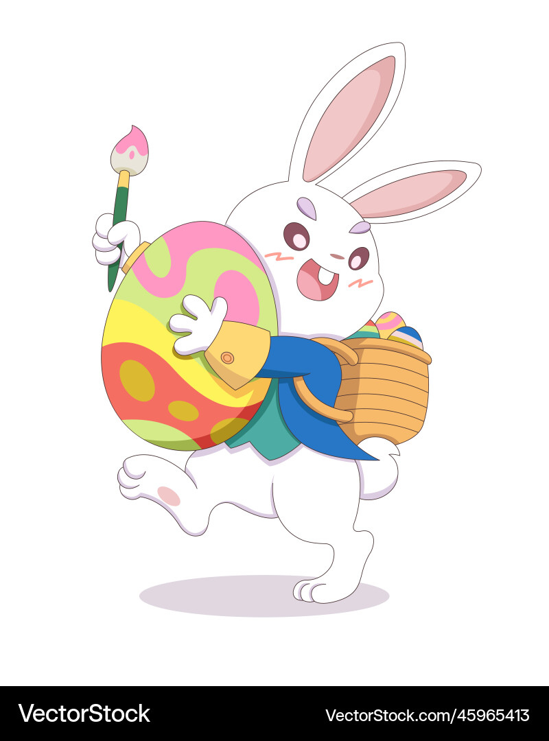 Happy easter bunny cute style rabbit Royalty Free Vector