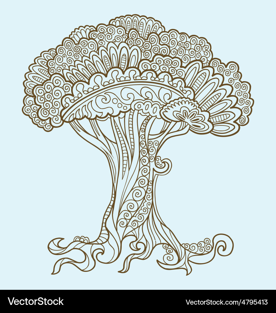 Intricate Tree Doodles vector image