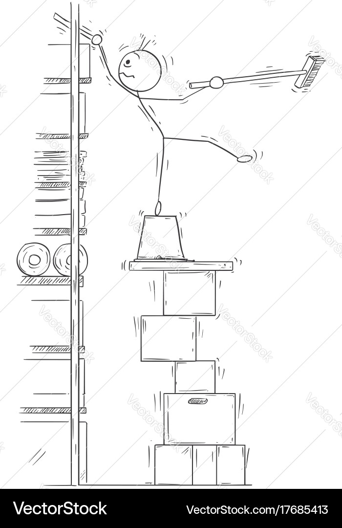 Man Balancing on Stack of Boxes vector image