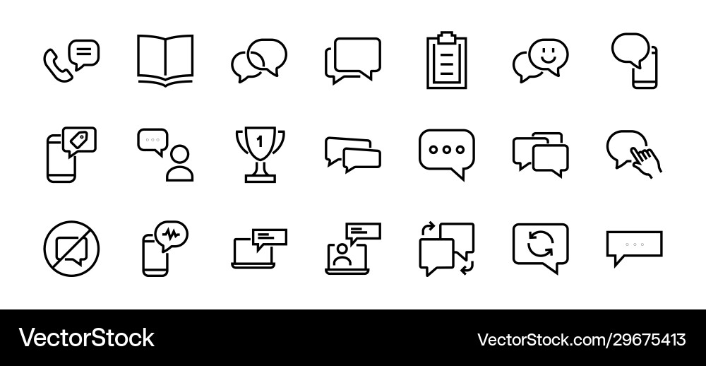 Message Line Icons Set Vector Image