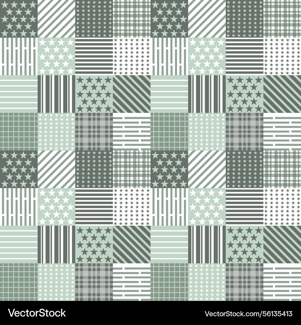 Patchwork pattern with stars and stripes seamless vector image