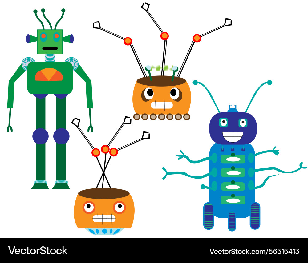 Robots isolated characters for various type of use Robots isolated characters for various type of use Vector Image