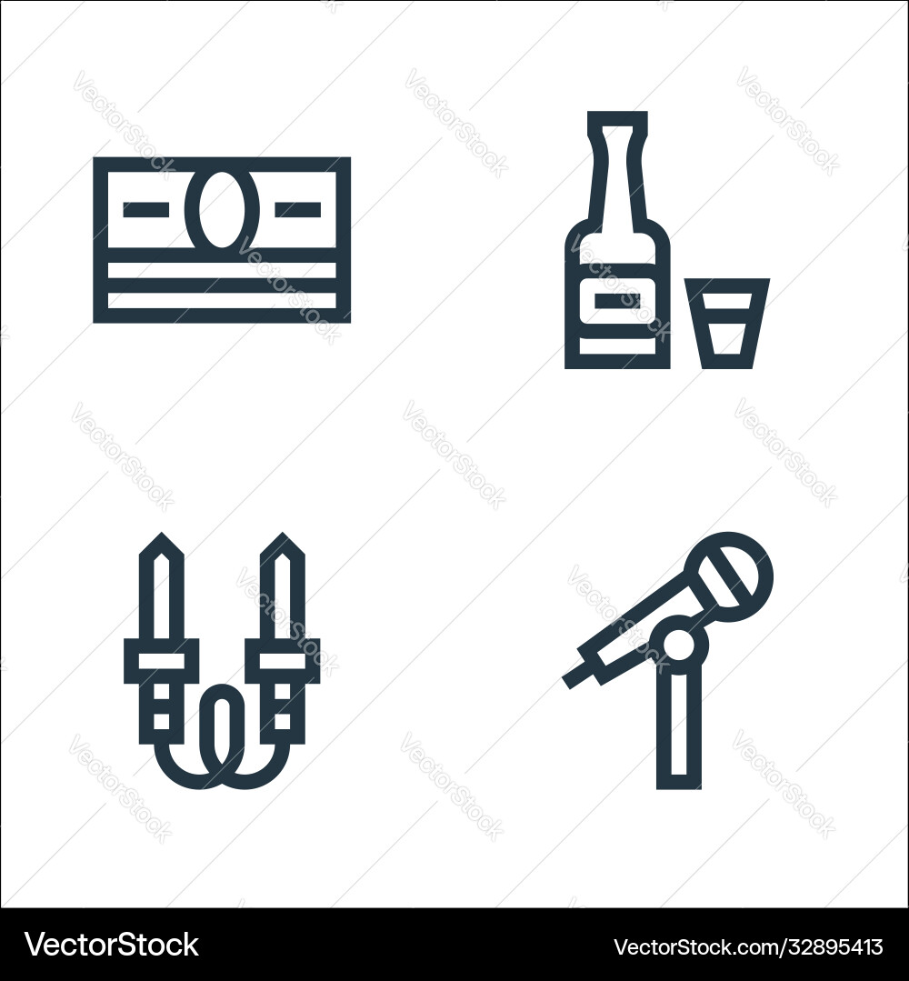 Rock and roll line icons linear set quality Rock and roll line icons linear set quality Vector Image