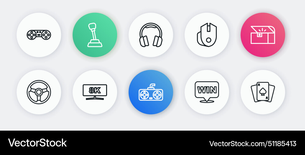 Set line game controller or joystick chest Set line game controller or joystick chest vector image
