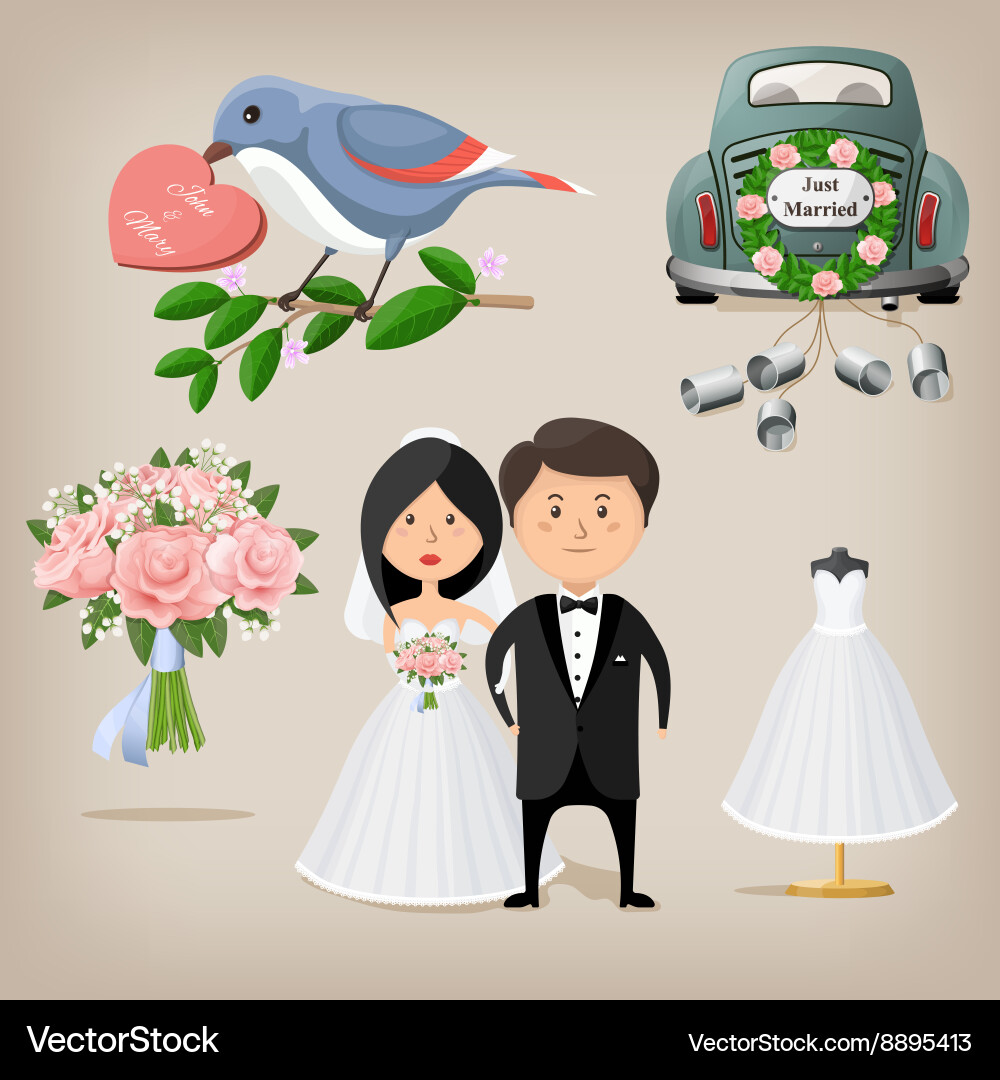 Wedding set Royalty Free Vector Image - VectorStock