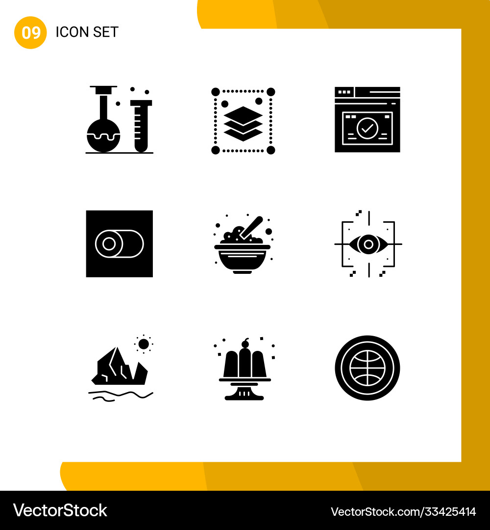 9 universal solid glyphs set for web and mobile Vector Image