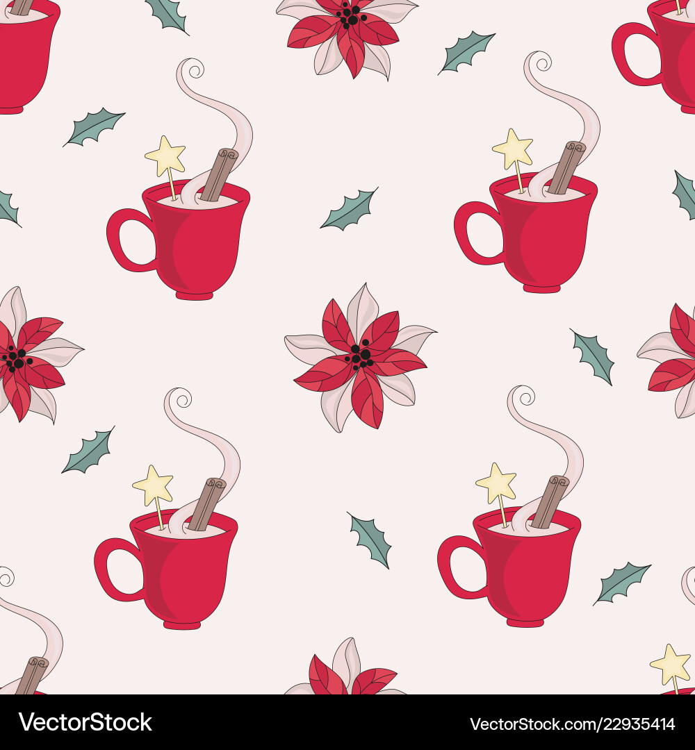 Christmas mug merry seamless pattern vector image