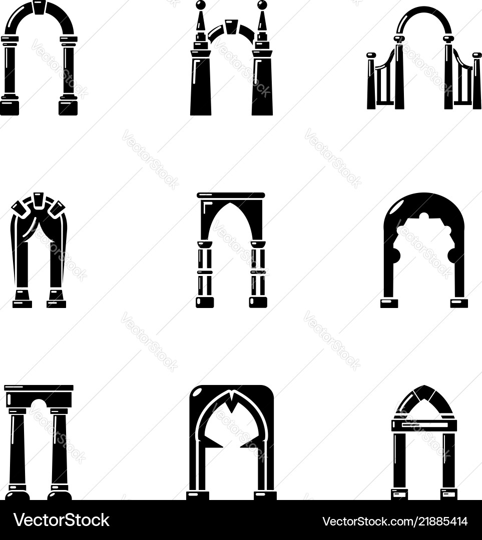 Circular arc icons set simple style Circular arc icons set simple style vector image