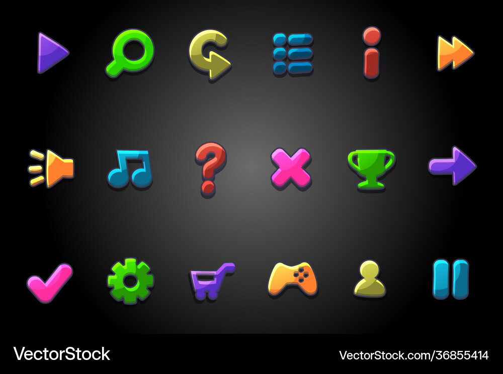 Colored bright round buttons for game Colored bright round buttons for game Vector Image