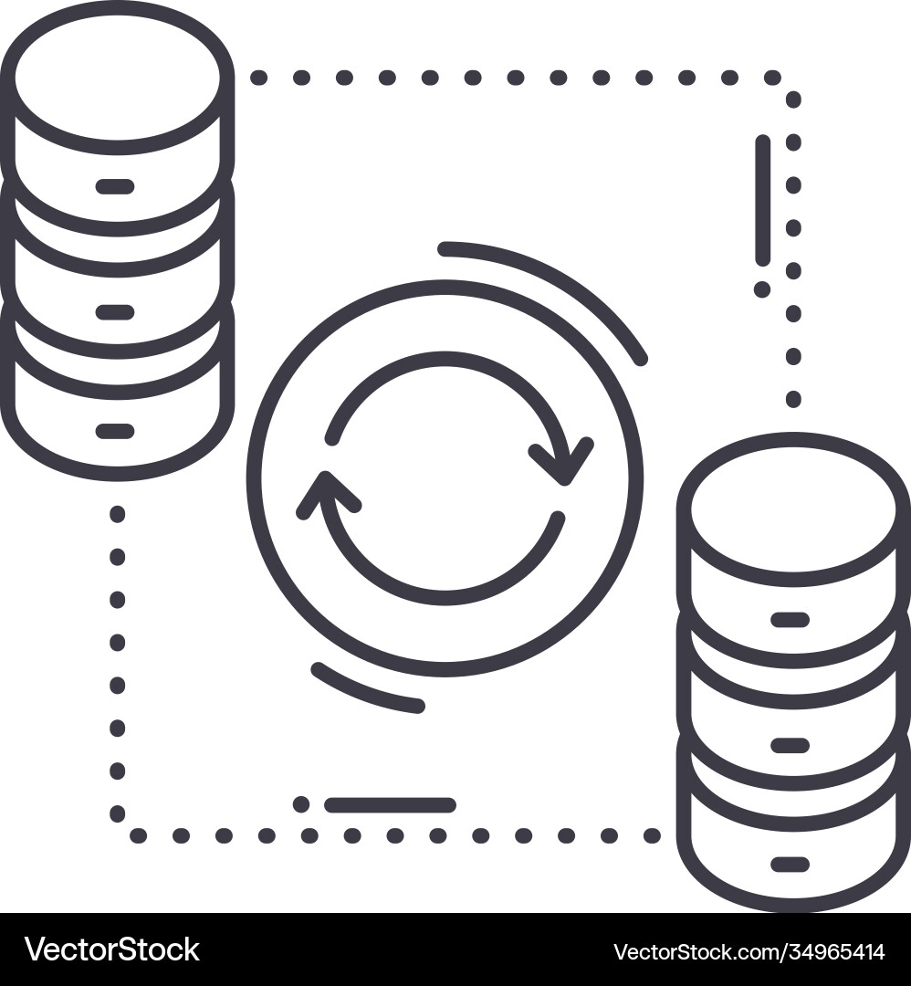 Data synchronization icon linear isolated Vector Image