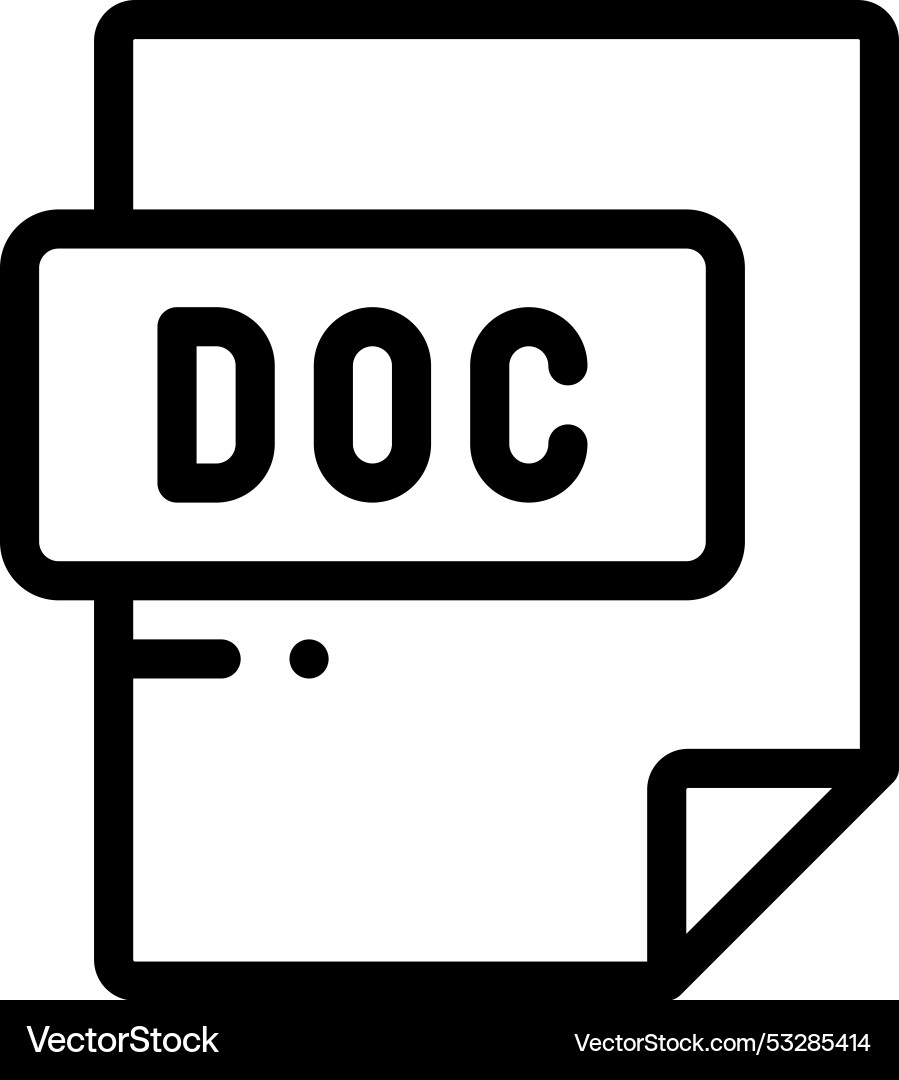 Doc file format icon thin linear style design Doc file format icon thin linear style design vector image