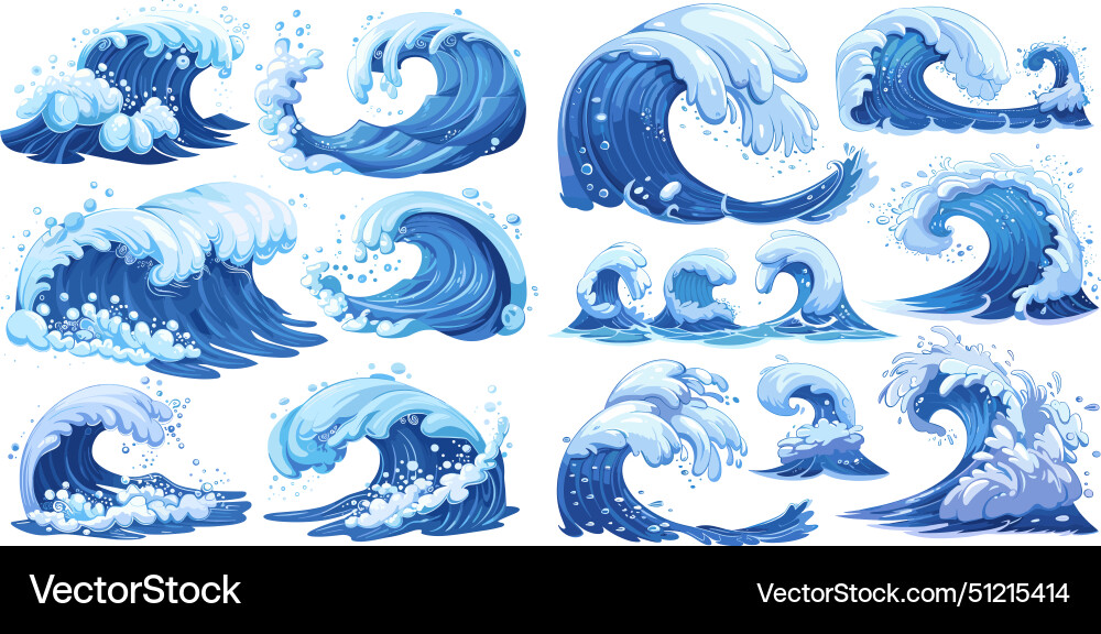 Dynamic Ocean Waves - Splash & Flow vector image