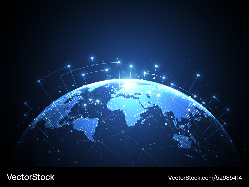 Global network connection world map point Global network connection world map point vector image