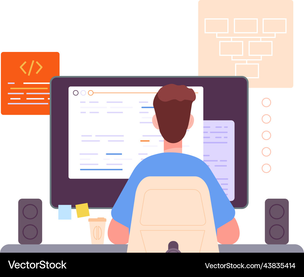 Man working with script software development Vector Image