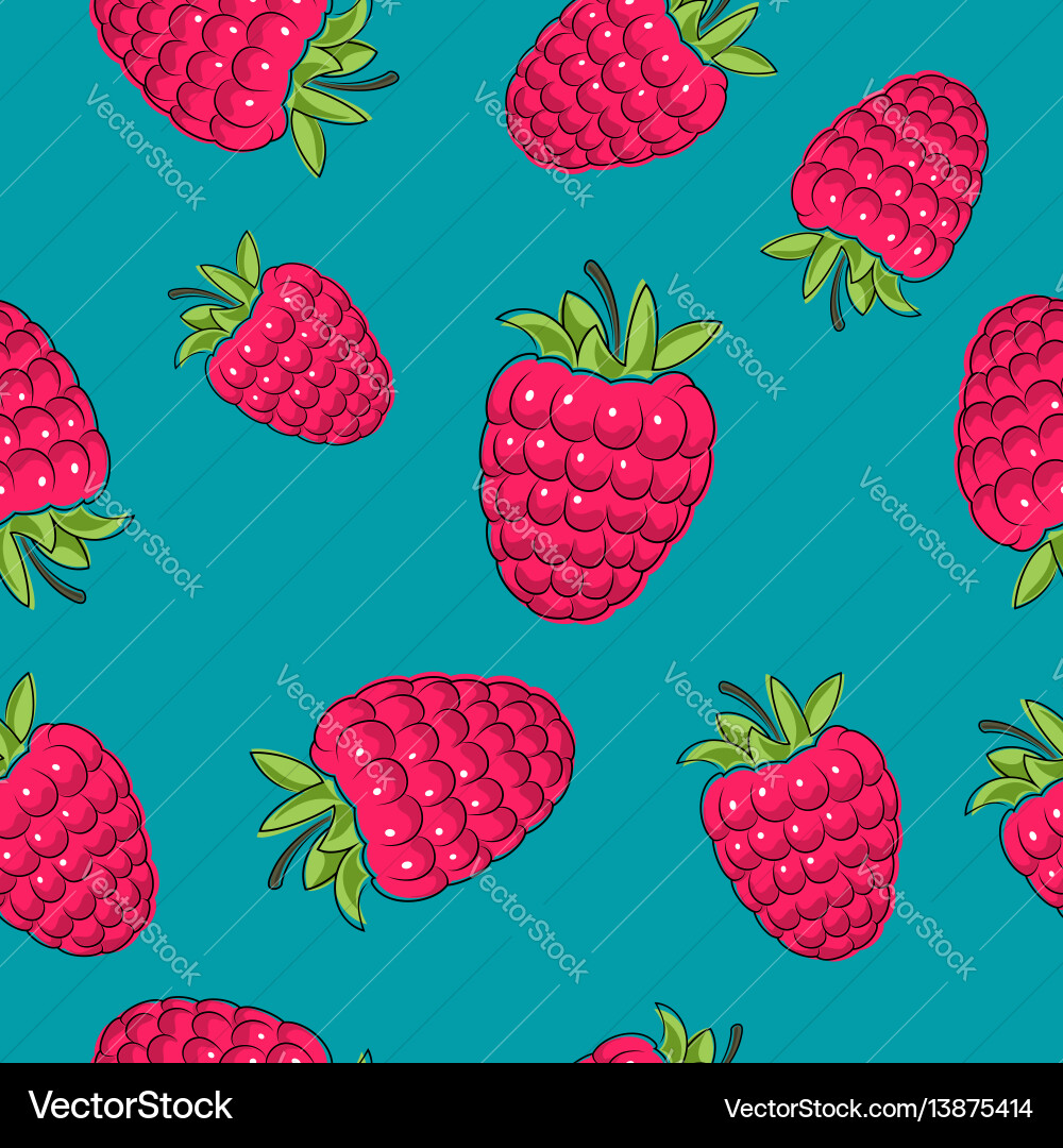 Raspberry Pattern on Azure Vector Image
