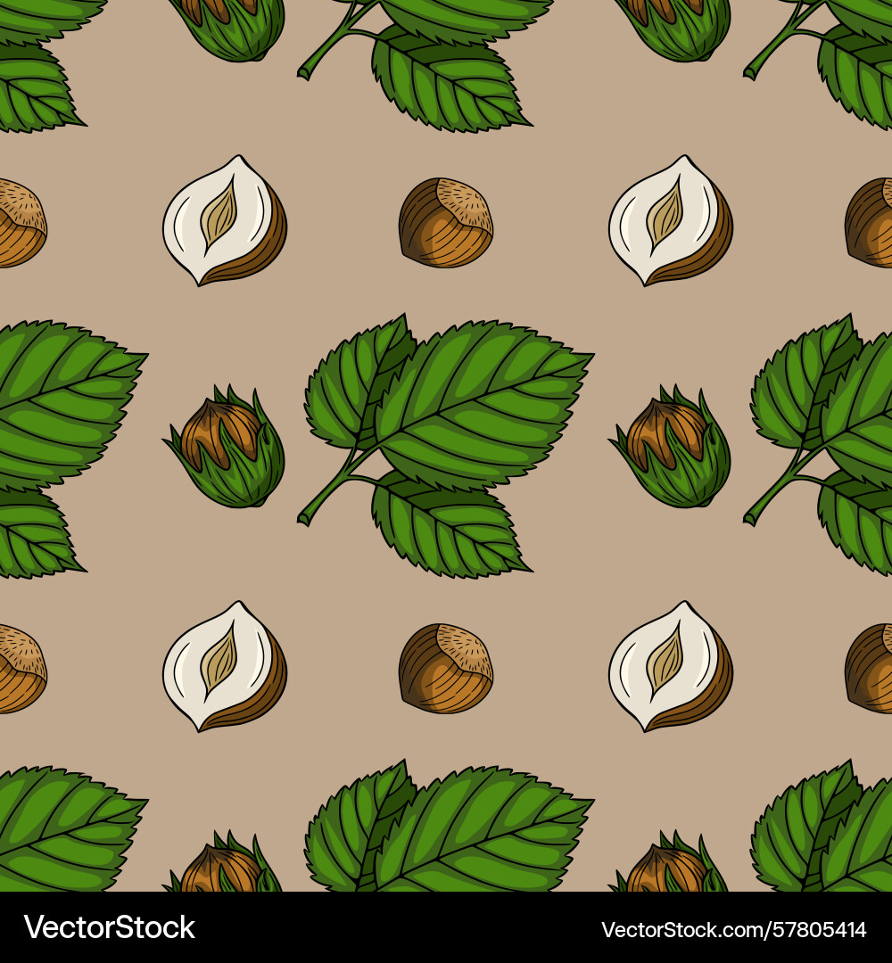 Seamless pattern of hazelnuts in shell Seamless pattern of hazelnuts in shell vector image