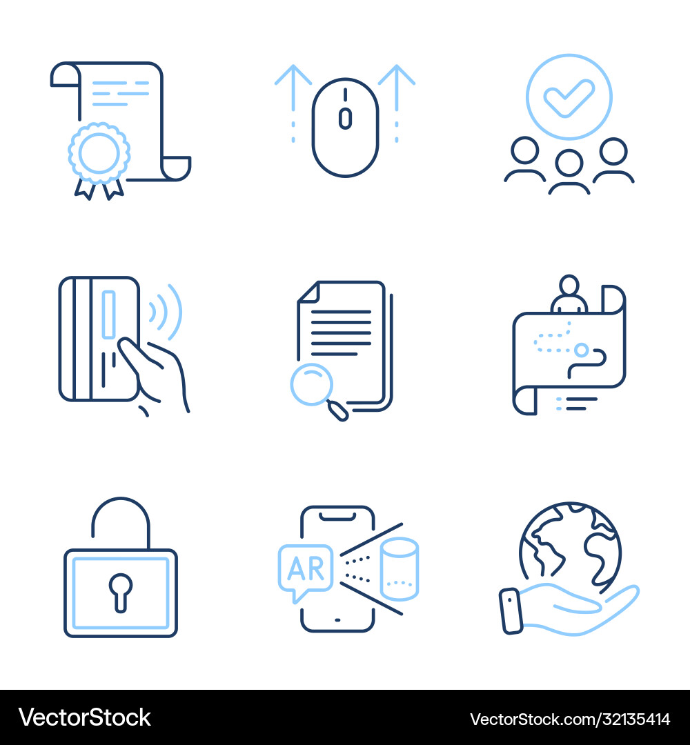 Search file journey path and swipe up icons set Vector Image