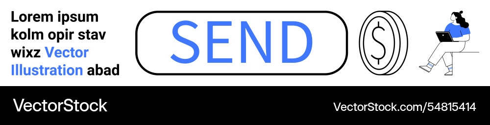 Simplistic user interface with send button Vector Image