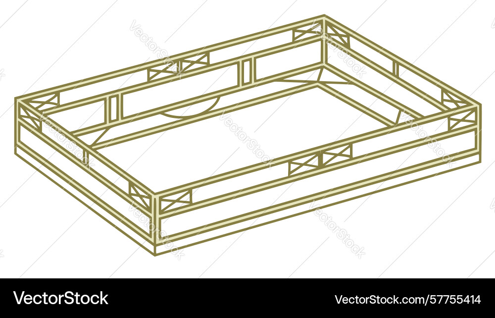 Structural crossbeam rectangular frame with depth vector image