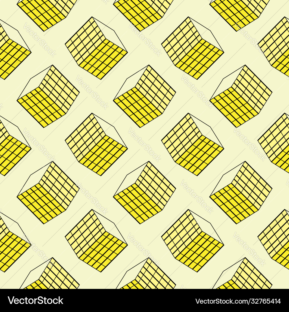 Yellow box seamless pattern on background Vector Image