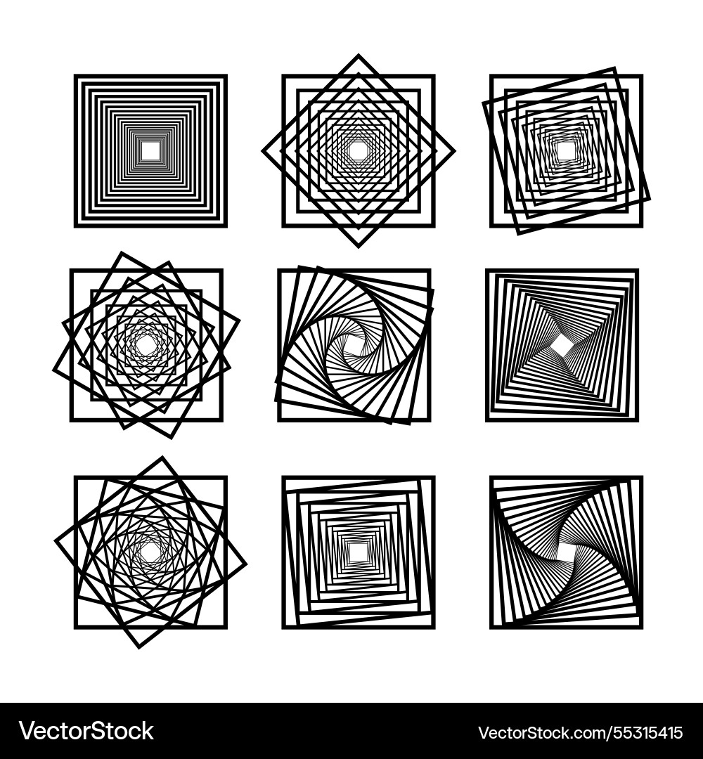 Abstract optical geometric square patterns collect Abstract optical geometric square patterns collect vector image
