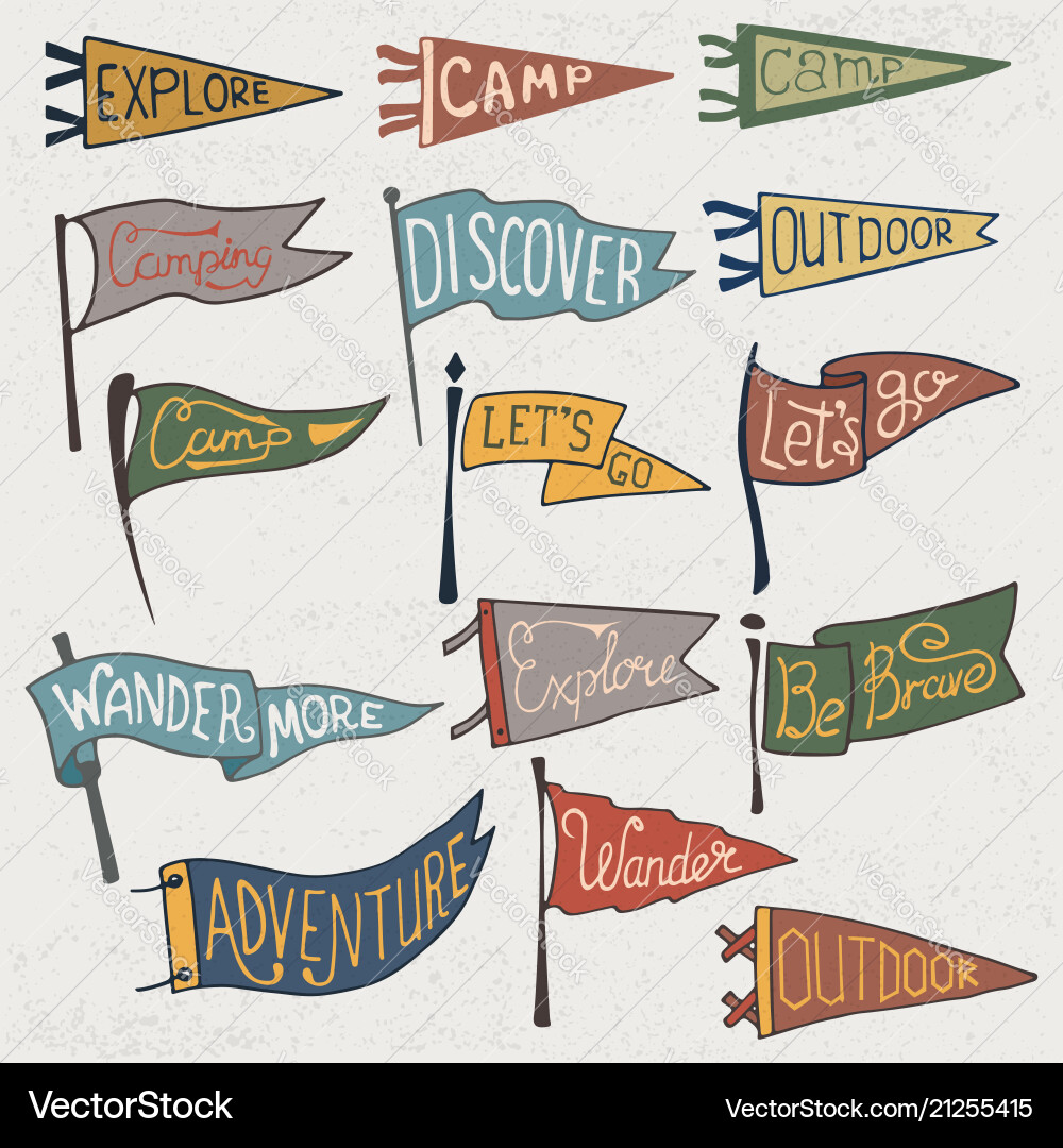 Adventure Pennant Set vector image