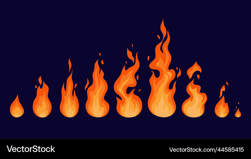 Cartoon Fire Flame Animation Frames Vector Image
