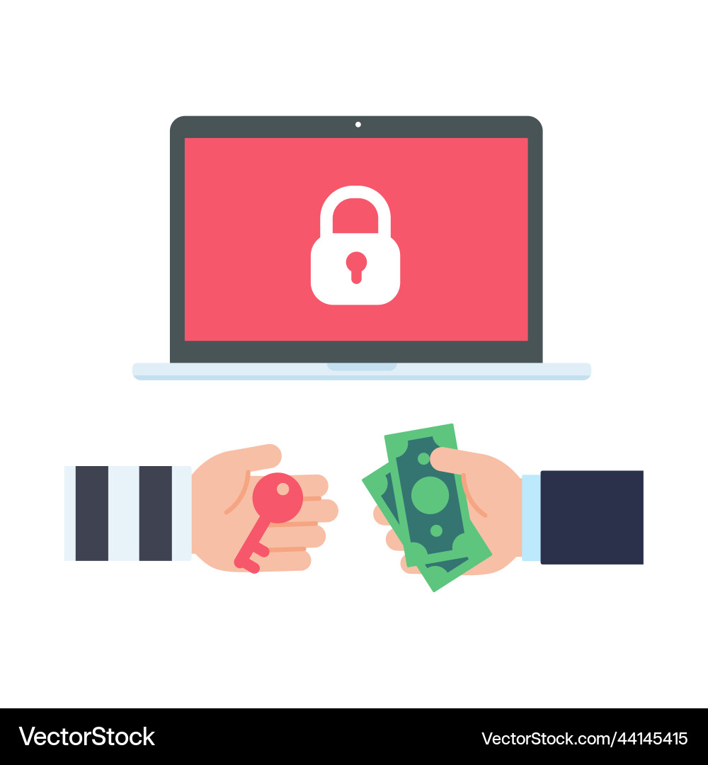 Computer with red screen the concept of ransom Vector Image