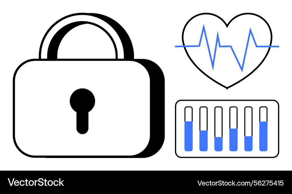 Data security and health monitoring with lock Data security and health monitoring with lock vector image