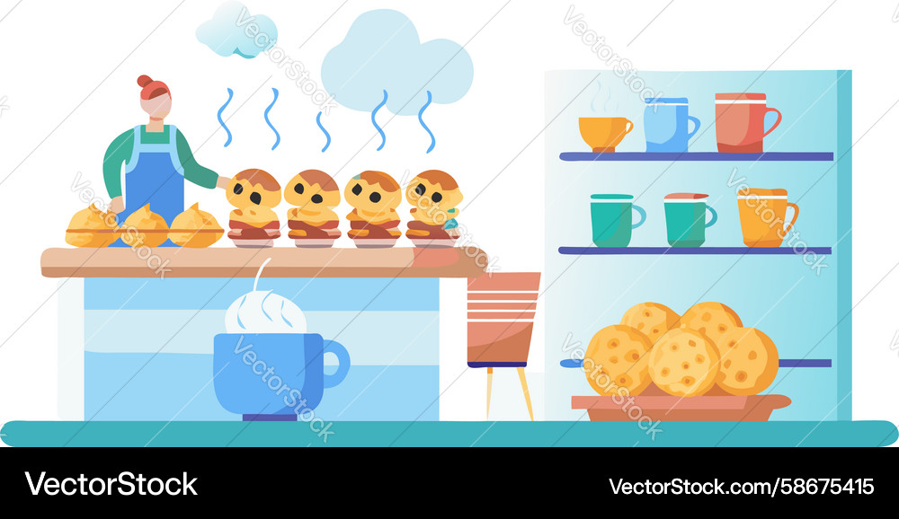 Dessert display with beverages design generative Vector Image