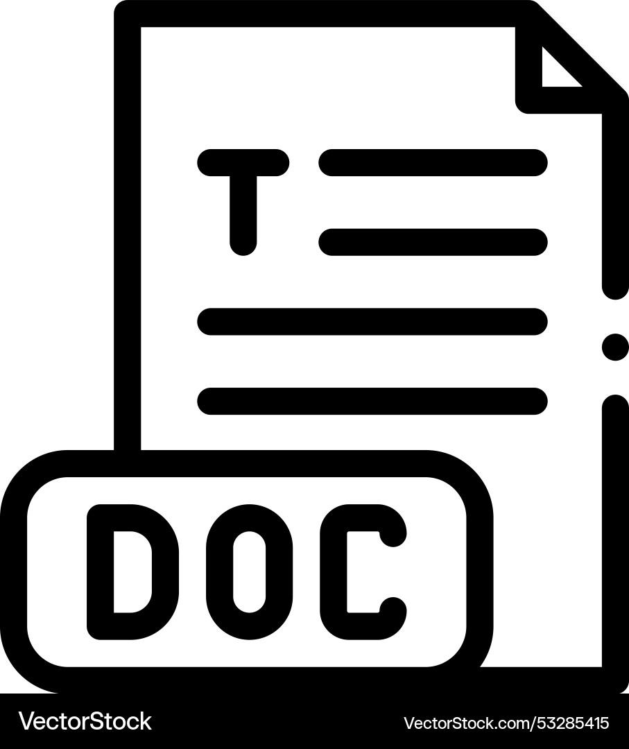 Doc icon thin linear style design isolated Doc icon thin linear style design isolated vector image