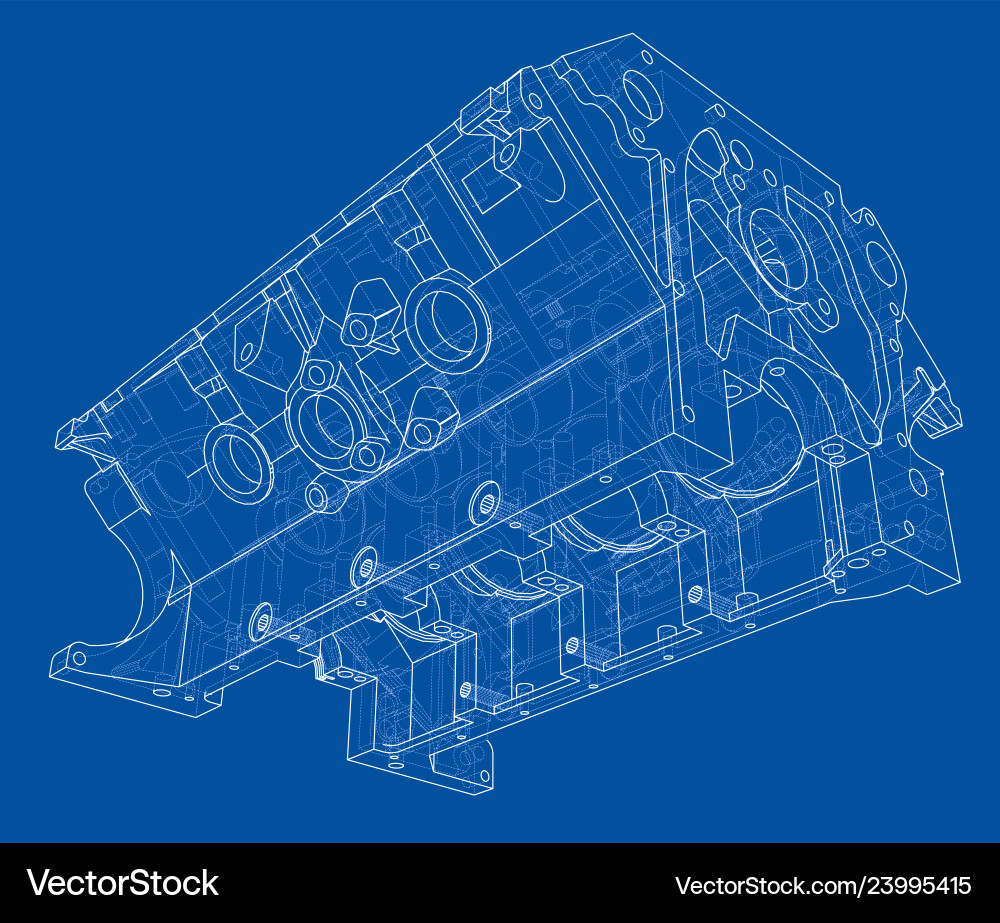 Engine block sketch rendering of 3d Vector Image